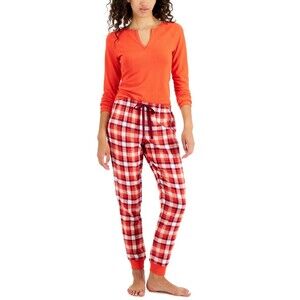 Jenni Women's Split-Neck Pajama Top, Created for Macy's - Papaya Punch, L